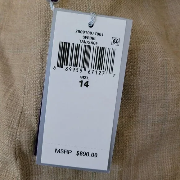 NEW Ralph Lauren Collection Ainsworth Tweed Shorts Tan Sage 14 Silk Linen Blend - Picture 7 of 7